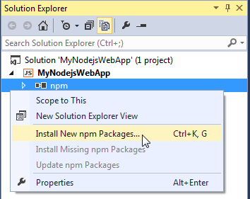 Install Express.js in Visual Studio